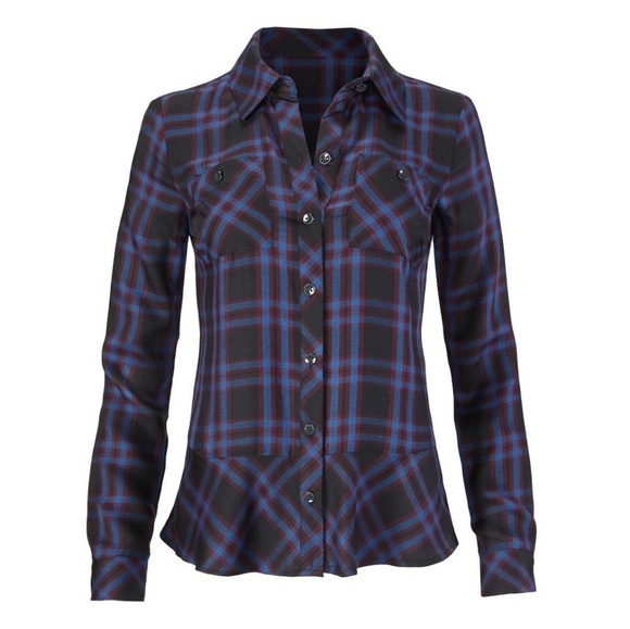 Cabi 3431 check plaid shirt blue black red - Picture 1 of 7